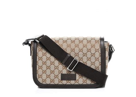 gucci messenger crossbody guccissima gg adjustable strap brown/beige|Gucci B medium shoulder bag in beige and dark brown canvas.